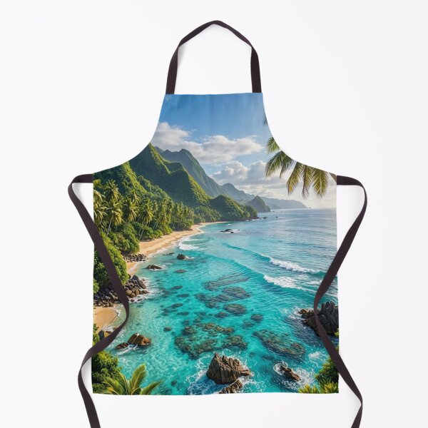 Item preview, Turquoise Tropical Beach with Palm Trees | AI-Generated Paradise Landscape designed and sold by IRON SIREN.
