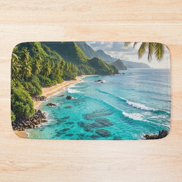 Item preview, Turquoise Tropical Beach with Palm Trees | AI-Generated Paradise Landscape designed and sold by IRON SIREN.