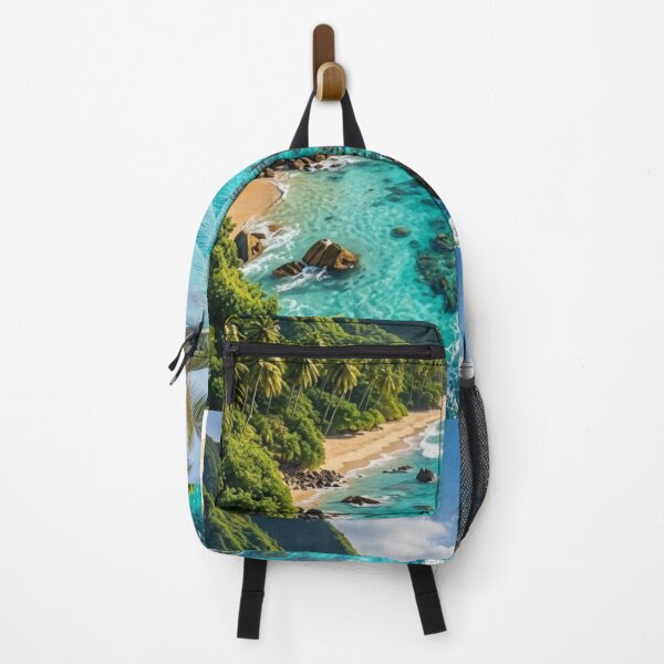 Item preview, Turquoise Tropical Beach with Palm Trees | AI-Generated Paradise Landscape designed and sold by IRON SIREN.