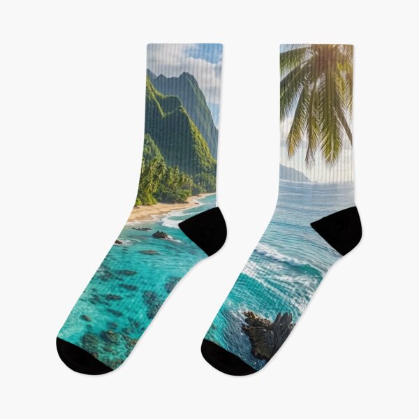 Item preview, Turquoise Tropical Beach with Palm Trees | AI-Generated Paradise Landscape designed and sold by IRON SIREN.