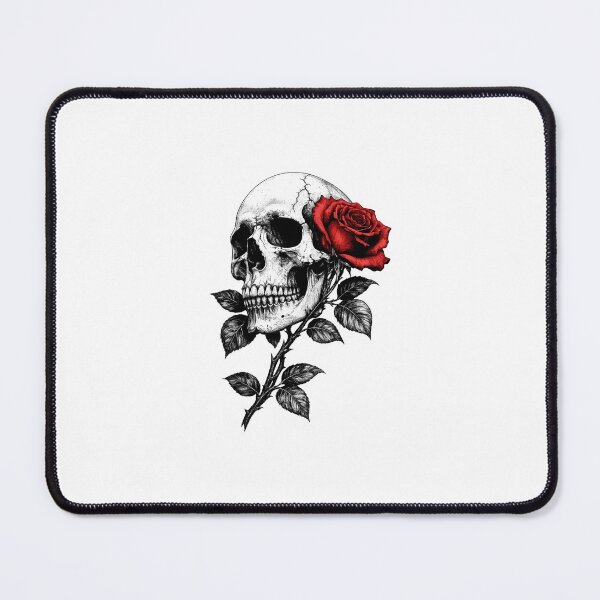 Item preview, Gothic Skull and Red Rose – Dark Tattoo Style Art designed and sold by Dzakooob.