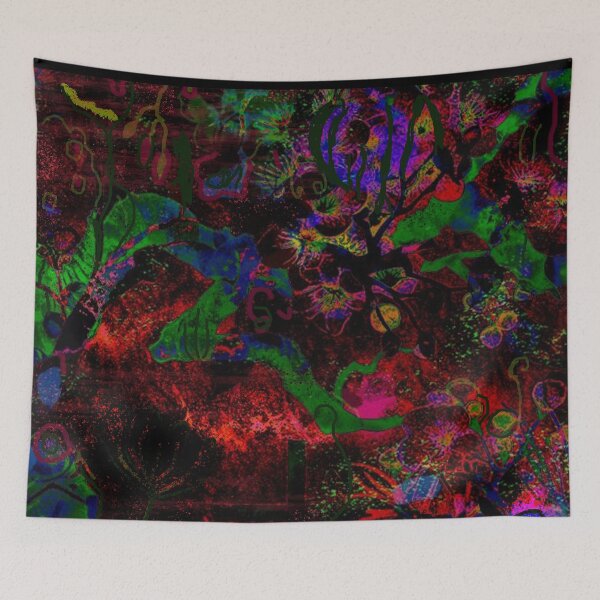 Item preview, Crimson Abyss — Dark Neon Botanical Explosion designed and sold by BatNature.
