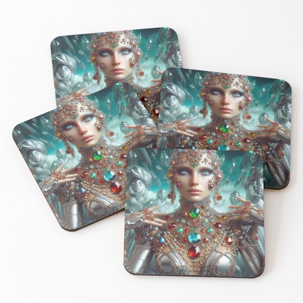 Item preview, Futuristic AI Android Queen with Crystal Crown | Sci-Fi Royalty Art Print designed and sold by IRON SIREN.