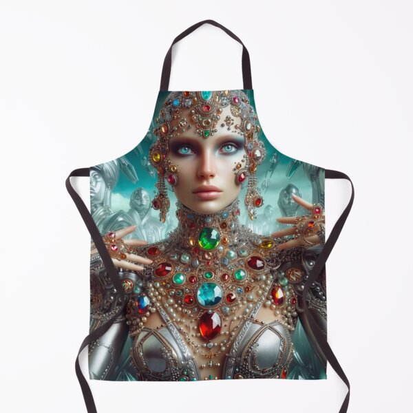 Item preview, Futuristic AI Android Queen with Crystal Crown | Sci-Fi Royalty Art Print designed and sold by IRON SIREN.