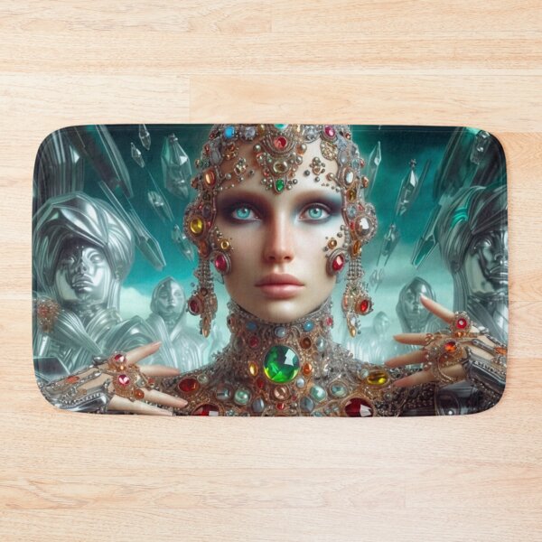 Item preview, Futuristic AI Android Queen with Crystal Crown | Sci-Fi Royalty Art Print designed and sold by IRON SIREN.