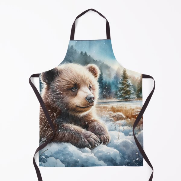 Item preview, Bear Cub in a Snowy Woodland Landscape designed and sold by SalonOfArt.