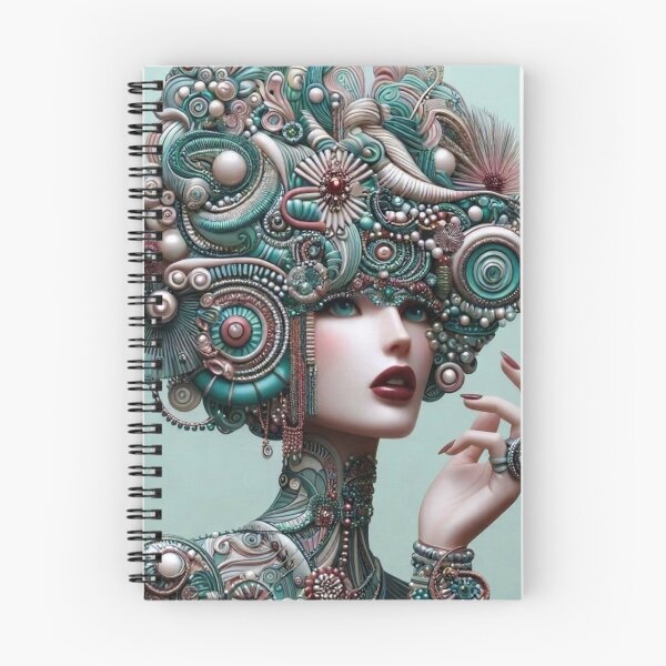 Item preview, Surreal Teal Headdress Portrait | AI Generated Magazine Cover Art designed and sold by IRON SIREN.