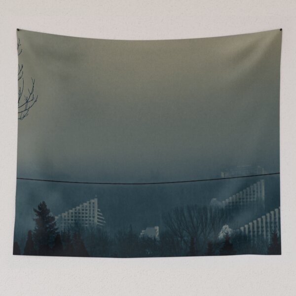 Item preview, Foggy Geometric Architecture: Moody Urban Landscape designed and sold by Apex_Visuals.