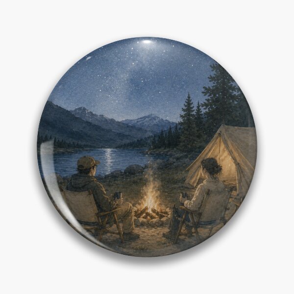 Item preview, Noche de acampada: postal acogedora con fogata en acuarela. designed and sold by fuzzy hug.