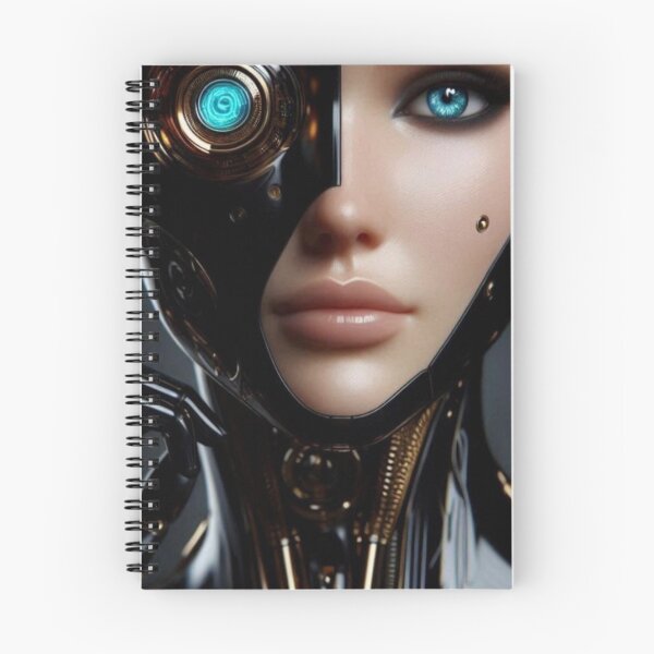 Item preview, Half Human Half Robot | AI Generated Split Face Portrait designed and sold by IRON SIREN.