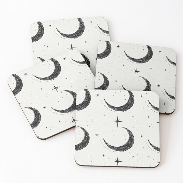 Item preview, Minimal Black White Crescent Moon Stars Seamless Pattern designed and sold by Grainwork.