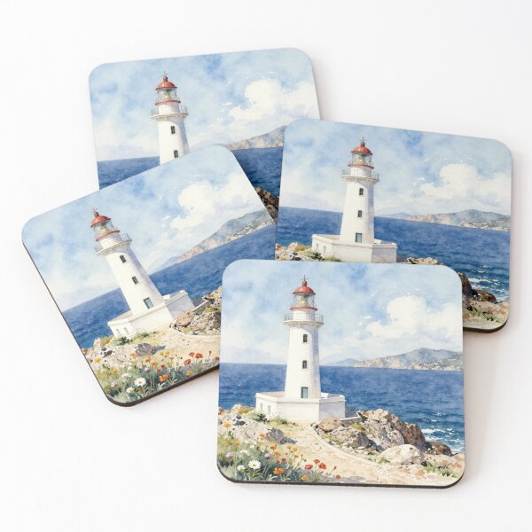 Item preview, Mediterranean Lighthouse Watercolor designed and sold by Ioanna-Studio.