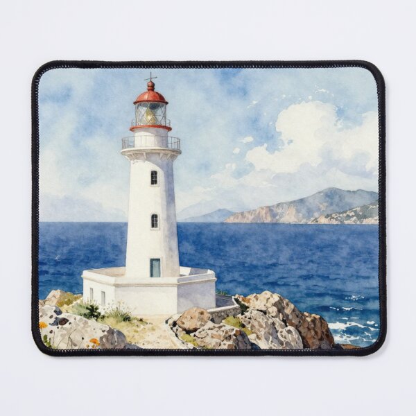 Item preview, Mediterranean Lighthouse Watercolor designed and sold by Ioanna-Studio.