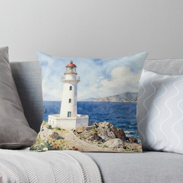 Item preview, Mediterranean Lighthouse Watercolor designed and sold by Ioanna-Studio.