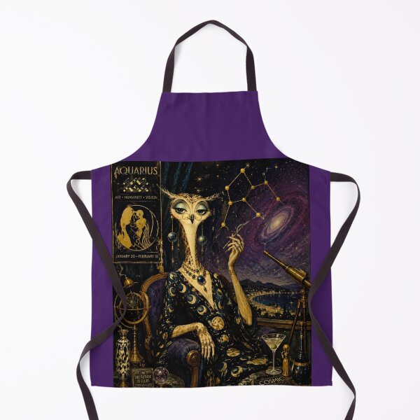 Item preview, Aquarius Owl Visionary - Cosmic Couture Zodiac Art designed and sold by Natalia-Vlad.