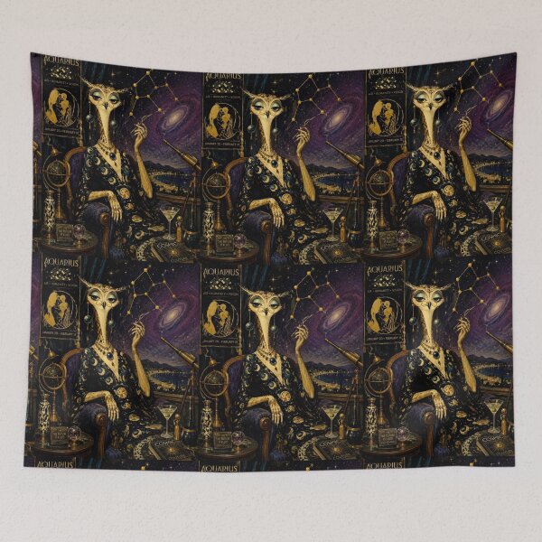 Item preview, Aquarius Owl Visionary - Cosmic Couture Zodiac Art designed and sold by Natalia-Vlad.
