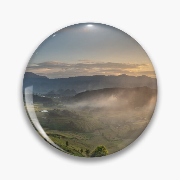 Item preview, Golden Sunset Over Terraced Rice Fields Mountain Valley Landscape Photography designed and sold by JohnManuelPhoto.