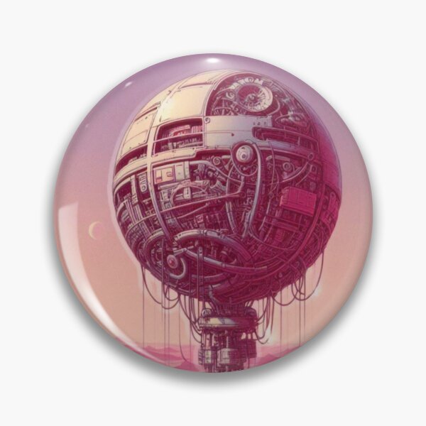 Item preview, Vaporwave Mechanical Sphere | Pink Desert Sci-Fi Landscape designed and sold by IRON SIREN.