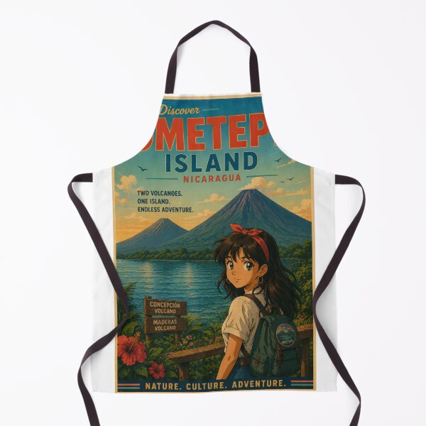 Item preview, Ometepe Island Volcanoes Nicaragua Retro Anime Travel Poster designed and sold by ElartedeNoel.