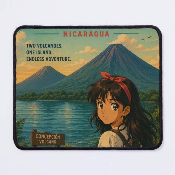 Item preview, Ometepe Island Volcanoes Nicaragua Retro Anime Travel Poster designed and sold by ElartedeNoel.