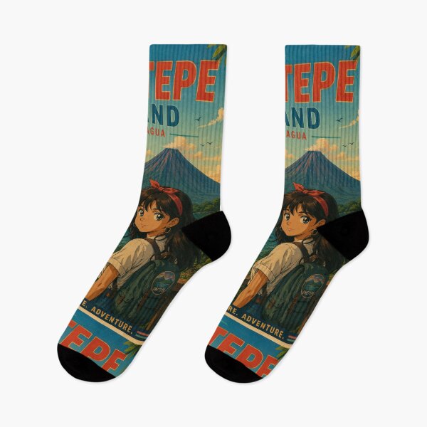 Item preview, Ometepe Island Volcanoes Nicaragua Retro Anime Travel Poster designed and sold by ElartedeNoel.