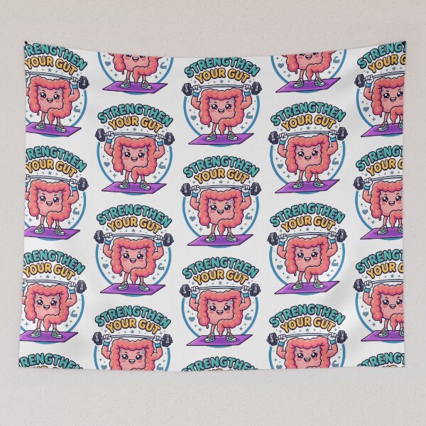Item preview, Strengthen Your Gut Gym - Cute Intestine Weightlifting Art designed and sold by fit-and-fine26.