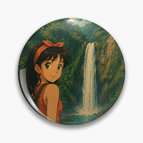 Item preview, La Fortuna Waterfall Costa Rica Retro Anime Travel Poster designed and sold by ElartedeNoel.