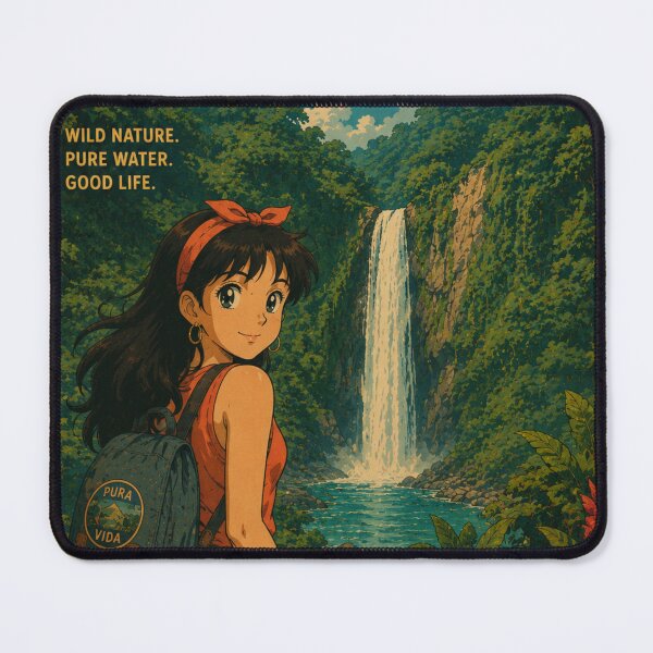 Item preview, La Fortuna Waterfall Costa Rica Retro Anime Travel Poster designed and sold by ElartedeNoel.