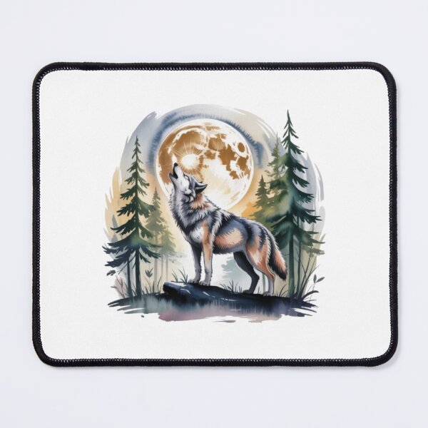 Item preview, Howling Wolf at the Full Moon in a Pine Forest (Watercolor Style) designed and sold by SharpAura25.