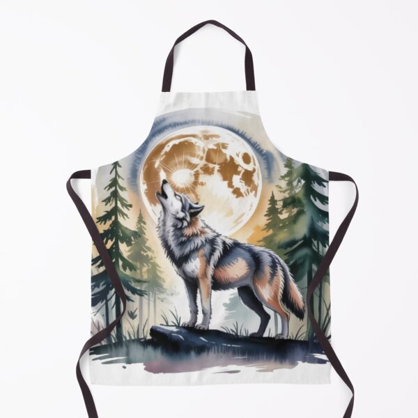Item preview, Howling Wolf at the Full Moon in a Pine Forest (Watercolor Style) designed and sold by SharpAura25.