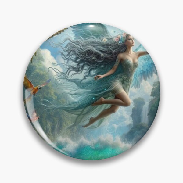 Item preview, Tropical Fairy Flight | Winged Woman | Macaw Waterfall Paradise designed and sold by IRON SIREN.