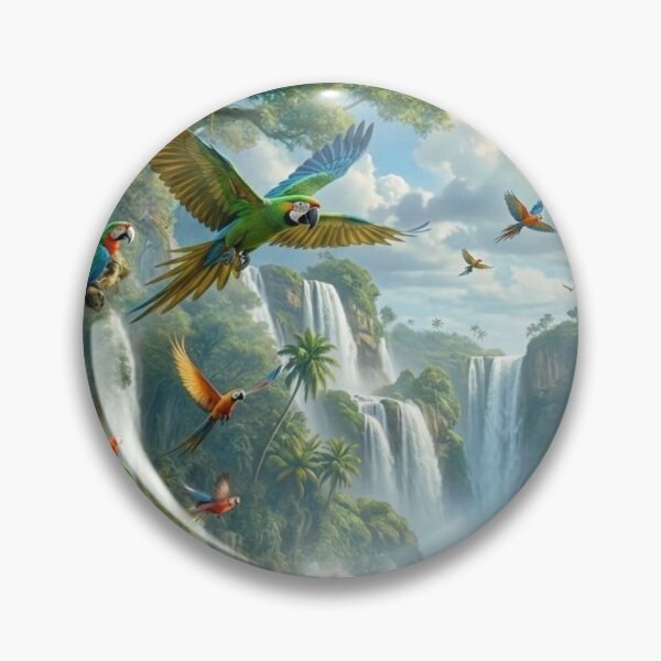 Item preview, Tropical Waterfalls | Macaw Flight | Turquoise Ocean Wave designed and sold by IRON SIREN.
