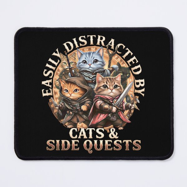 Item preview, Easily Distracted by Cats and Side Quests  designed and sold by gear-posters.