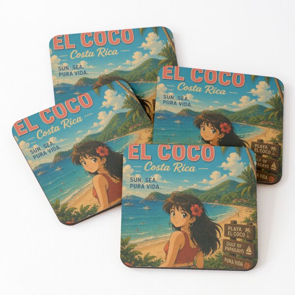 Item preview, Playa El Coco Costa Rica Retro Anime Travel Poster designed and sold by ElartedeNoel.