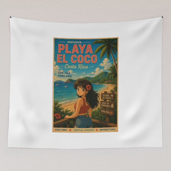 Item preview, Playa El Coco Costa Rica Retro Anime Travel Poster designed and sold by ElartedeNoel.