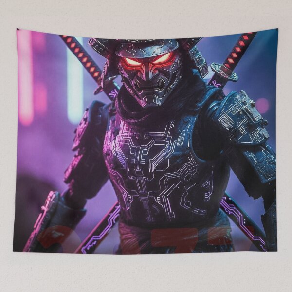 Item preview, Cyberpunk Samurai Warrior Japan Futuristic Neon Design designed and sold by Rokoyo Prints.