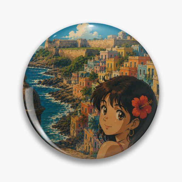 Item preview, Old San Juan Puerto Rico Retro Anime Travel Poster designed and sold by ElartedeNoel.
