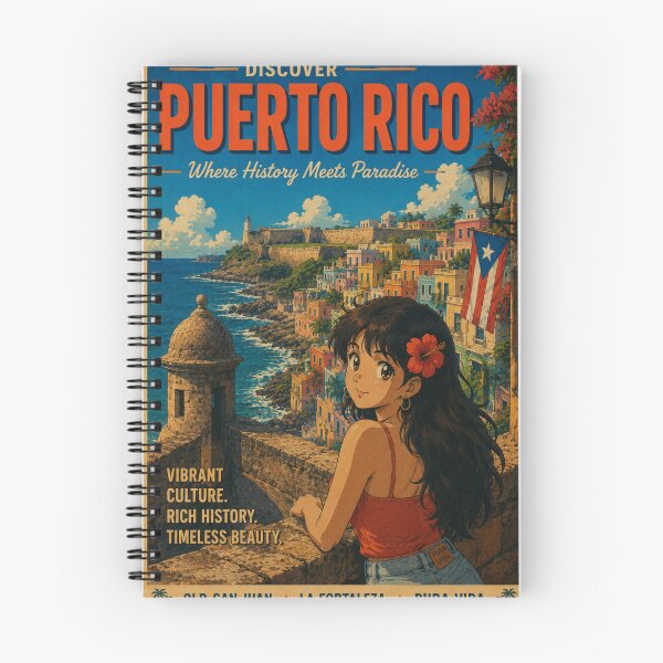 Item preview, Old San Juan Puerto Rico Retro Anime Travel Poster designed and sold by ElartedeNoel.