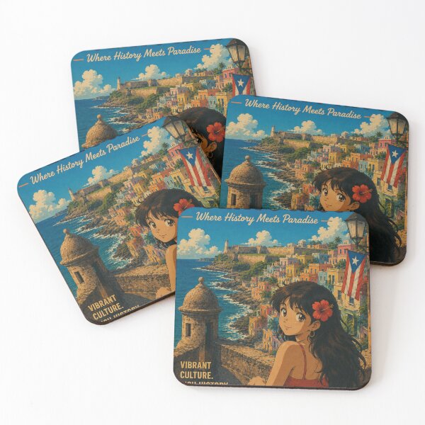 Item preview, Old San Juan Puerto Rico Retro Anime Travel Poster designed and sold by ElartedeNoel.