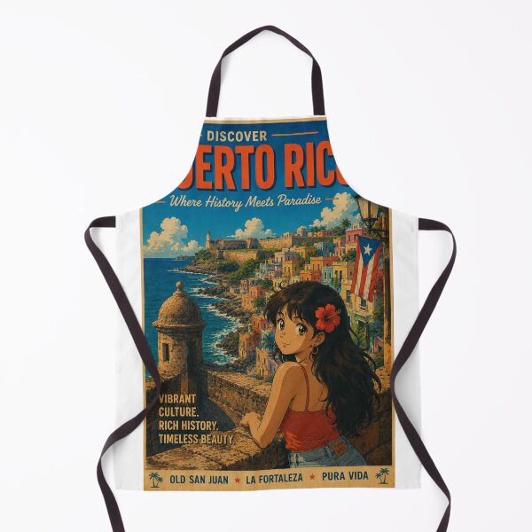 Item preview, Old San Juan Puerto Rico Retro Anime Travel Poster designed and sold by ElartedeNoel.