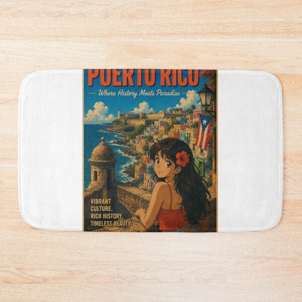 Item preview, Old San Juan Puerto Rico Retro Anime Travel Poster designed and sold by ElartedeNoel.