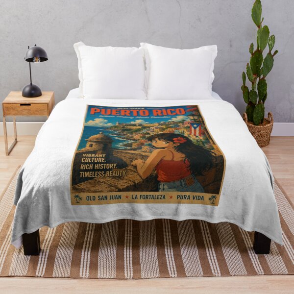 Item preview, Old San Juan Puerto Rico Retro Anime Travel Poster designed and sold by ElartedeNoel.