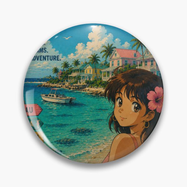 Item preview, The Bahamas Retro Anime Travel Poster – Tropical Paradise Vintage Wall Art designed and sold by ElartedeNoel.