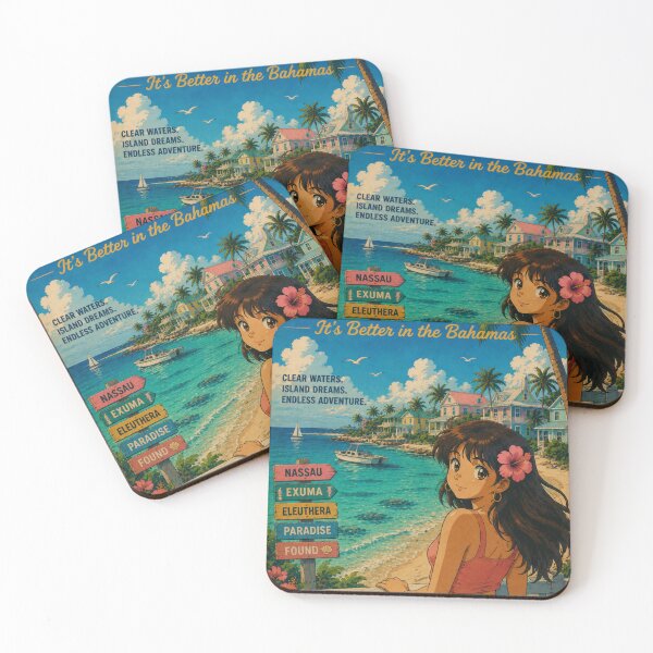 Item preview, The Bahamas Retro Anime Travel Poster – Tropical Paradise Vintage Wall Art designed and sold by ElartedeNoel.