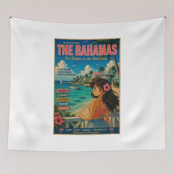 Item preview, The Bahamas Retro Anime Travel Poster – Tropical Paradise Vintage Wall Art designed and sold by ElartedeNoel.