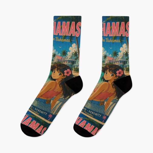 Item preview, The Bahamas Retro Anime Travel Poster – Tropical Paradise Vintage Wall Art designed and sold by ElartedeNoel.