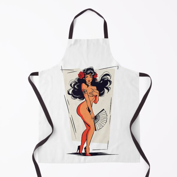 Item preview, Retro Pin-Up Nude with Red Stockings and Fan designed and sold by HappyOops.