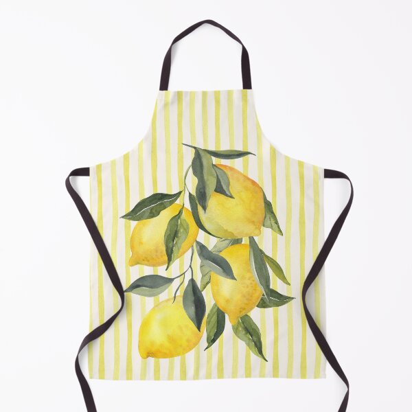 Item preview, Watercolor Lemons on Yellow Stripes Art designed and sold by HBBS DESIGNS.