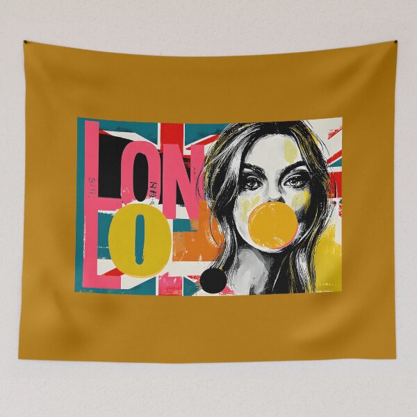 Item preview, London Pop Culture Muse - Union Jack Fashion Portrait with Bold Typography and Urban Color designed and sold by OlfactoART Studio.