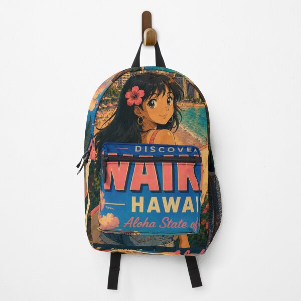 Item preview, Waikiki Beach Hawaii Retro Anime Travel Poster designed and sold by ElartedeNoel.